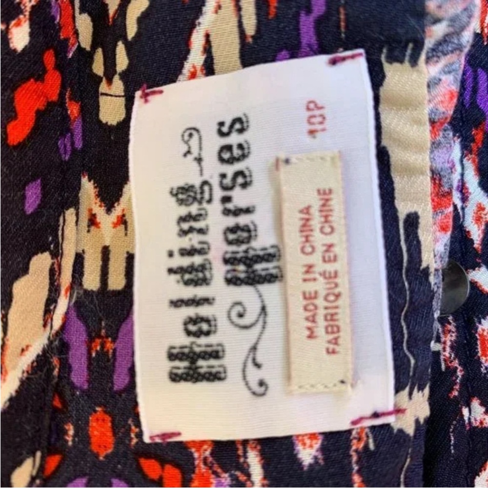 Anthropologie Holding Horses Mira Ikat Dress 3/4 Sleeve Western Tribal Size 10P - Picture 5 of 6